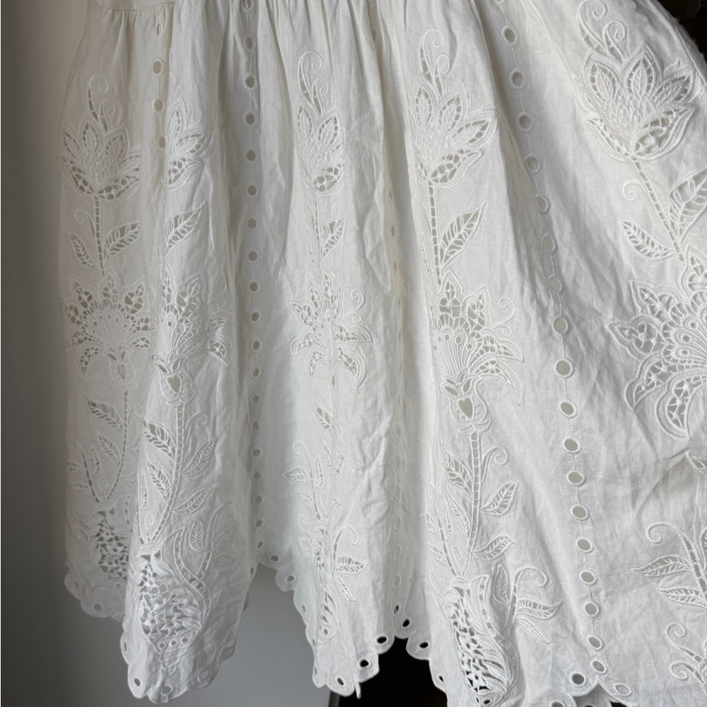 Farm Rio: Richelieu Scalloped Broderie Anglaise Linen-Blend Midi Dress - Picture 11 of 14